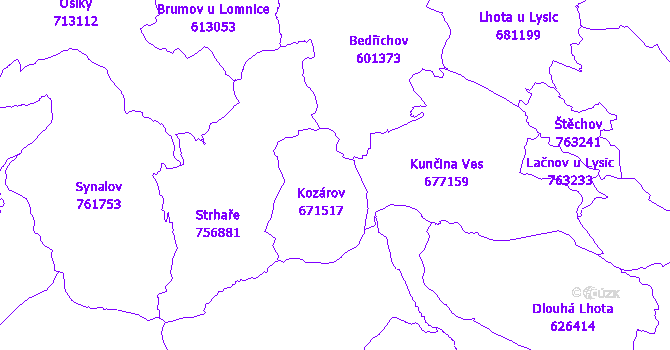 Katastrální mapa Kozárov