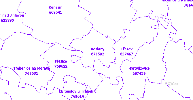Katastrální mapa Kozlany