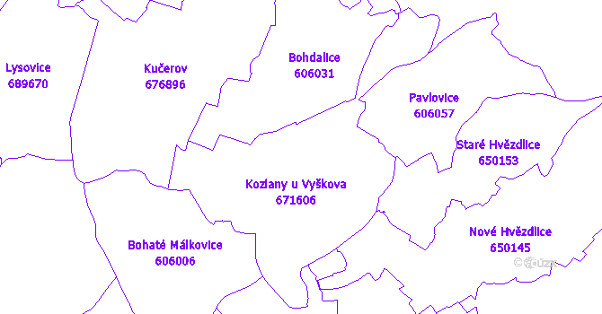 Katastrální mapa Kozlany