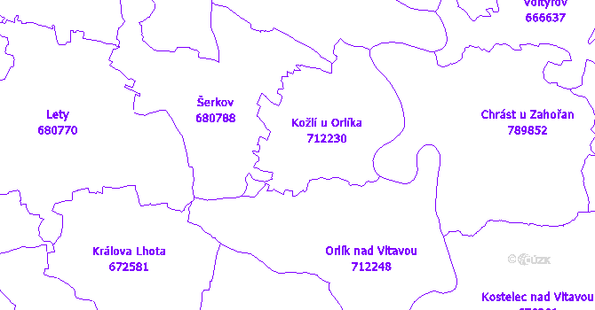Katastrální mapa Kožlí