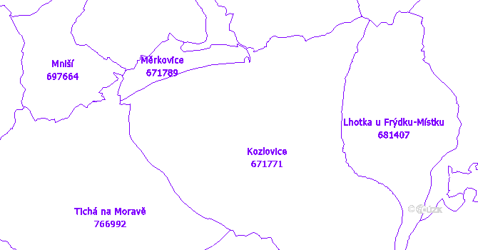 Katastrální mapa Kozlovice