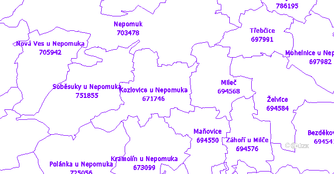 Katastrální mapa Kozlovice