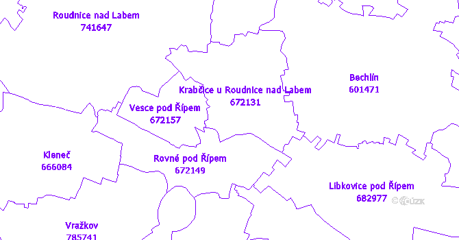 Katastrální mapa Krabčice