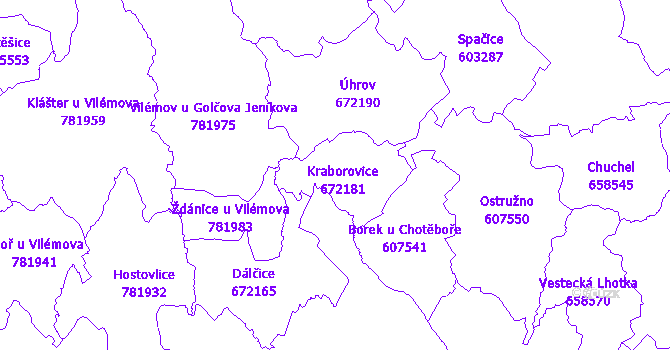 Katastrální mapa Kraborovice