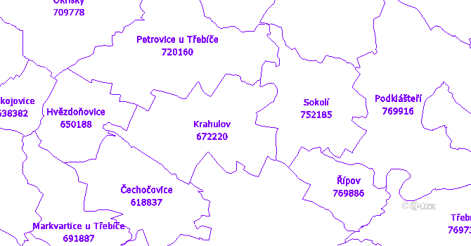 Katastrální mapa Krahulov