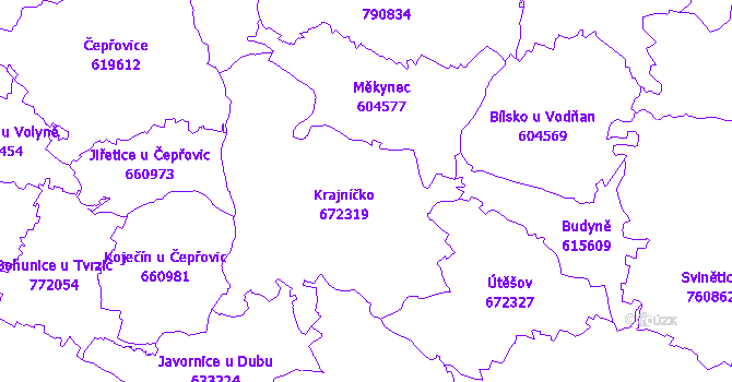 Katastrální mapa Krajníčko