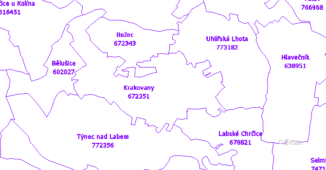 Katastrální mapa Krakovany