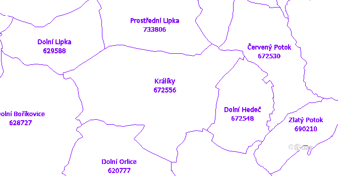 Katastrální mapa Králíky
