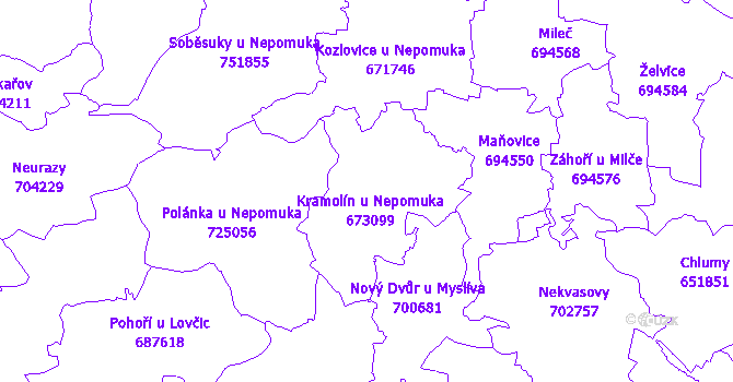 Katastrální mapa Kramolín
