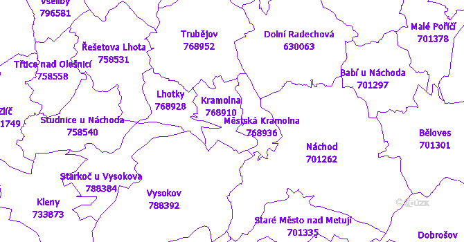 Katastrální mapa Kramolna
