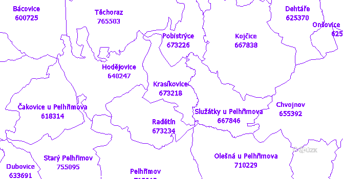 Katastrální mapa Krasíkovice