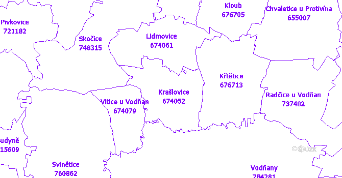 Katastrální mapa Krašlovice