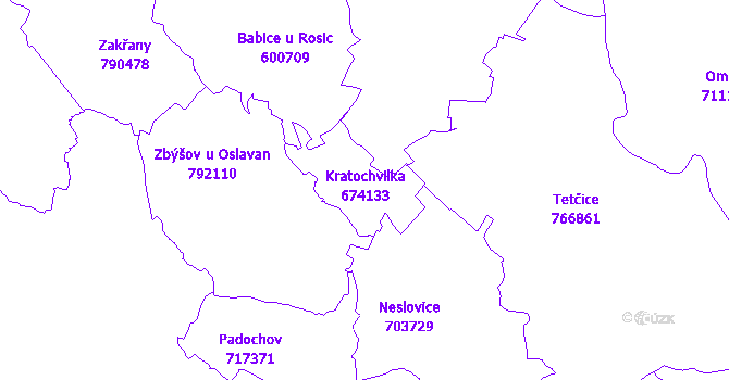 Katastrální mapa Kratochvilka