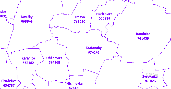 Katastrální mapa Kratonohy