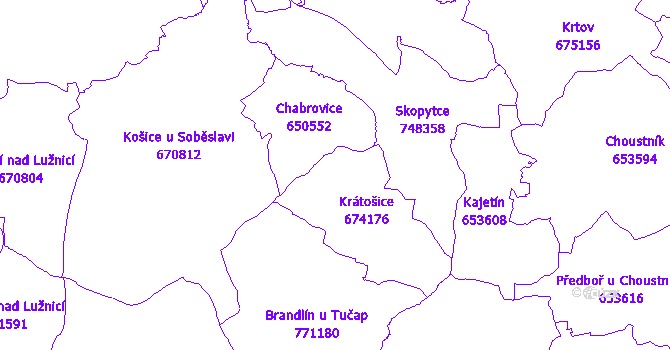 Katastrální mapa Krátošice