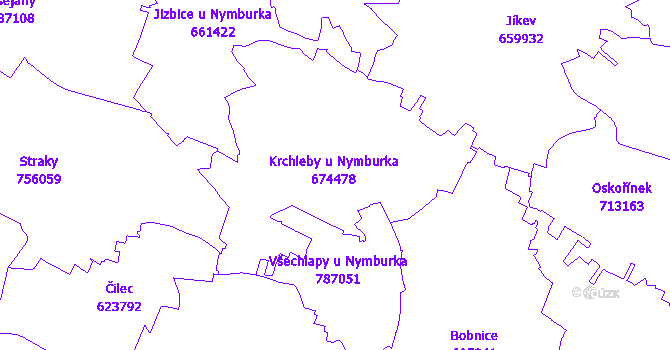 Katastrální mapa Krchleby