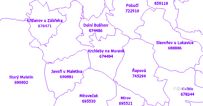 Katastrální mapa Krchleby
