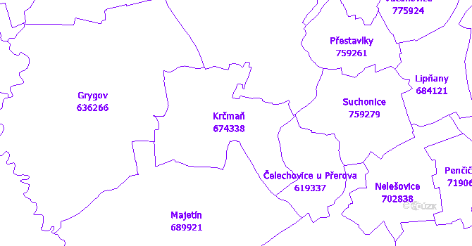 Katastrální mapa Krčmaň