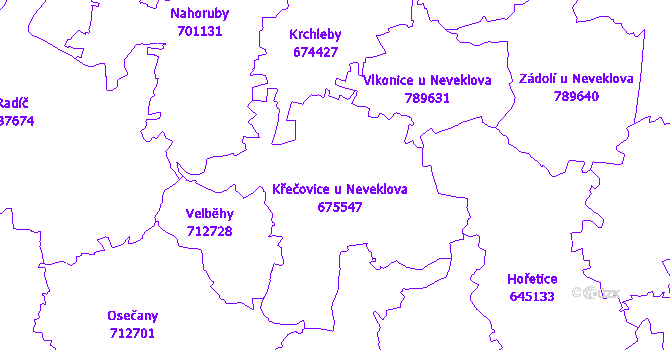 Katastrální mapa Křečovice