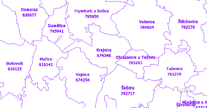 Katastrální mapa Krejnice