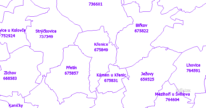 Katastrální mapa Křenice