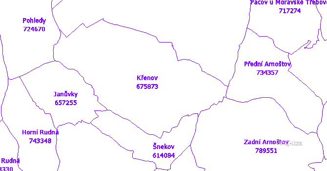 Katastrální mapa Křenov