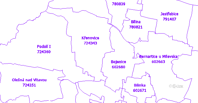 Katastrální mapa Křenovice