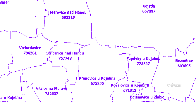 Katastrální mapa Křenovice