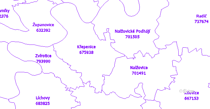Katastrální mapa Křepenice