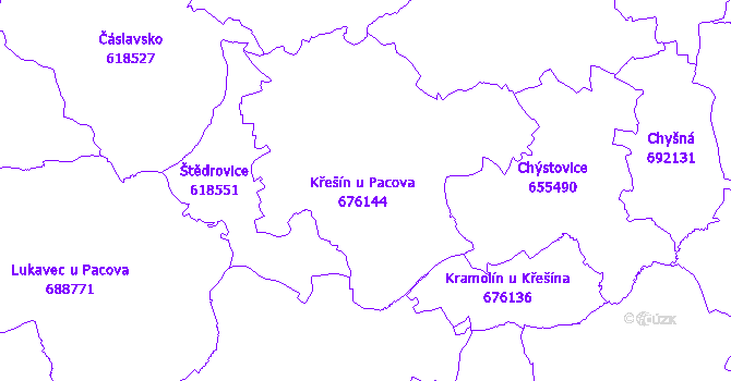 Katastrální mapa Křešín