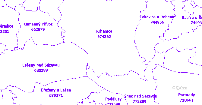 Katastrální mapa Krhanice