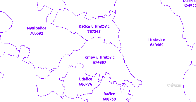 Katastrální mapa Krhov