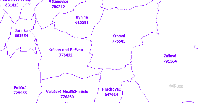 Katastrální mapa Krhová