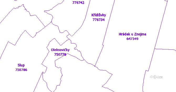 Katastrální mapa Křídlůvky