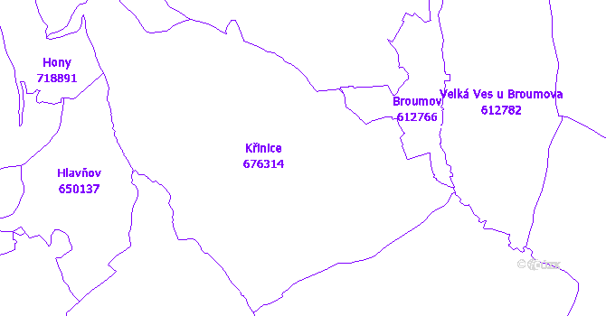 Katastrální mapa Křinice