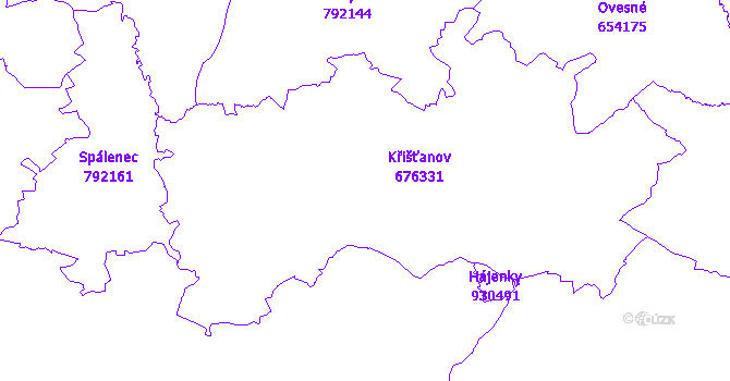 Katastrální mapa Křišťanov