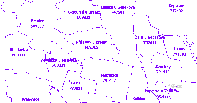 Katastrální mapa Křižanov