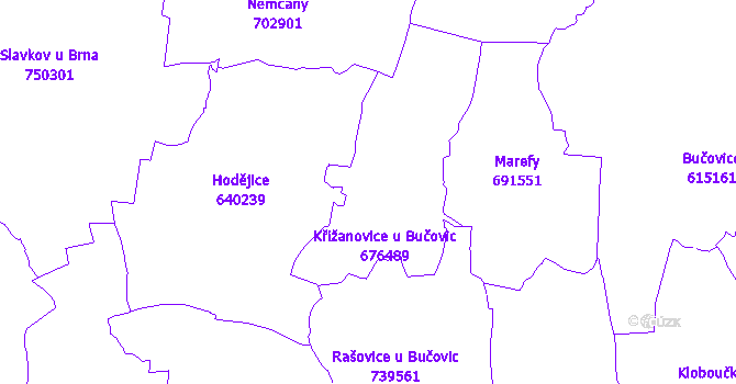 Katastrální mapa Křižanovice