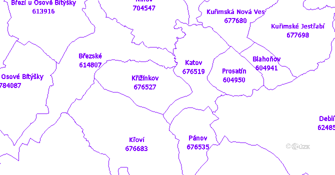 Katastrální mapa Křižínkov