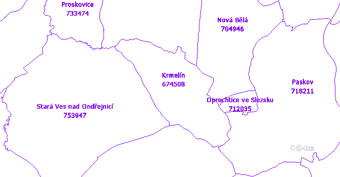 Katastrální mapa Krmelín