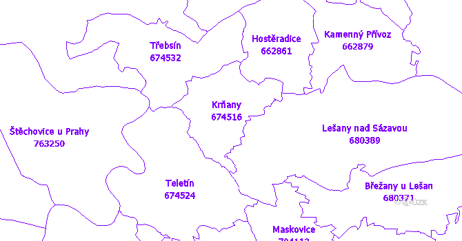 Katastrální mapa Krňany