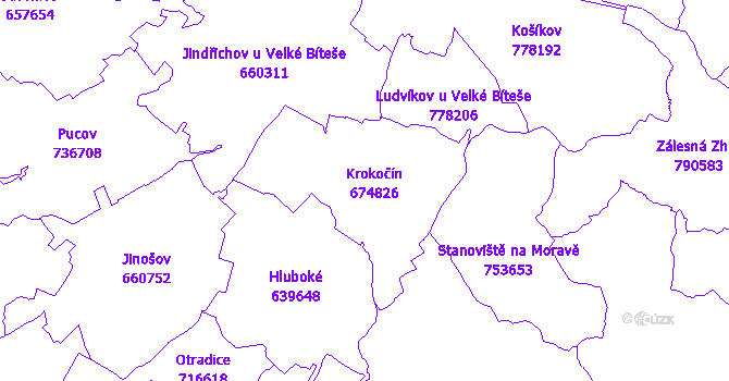 Katastrální mapa Krokočín