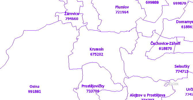 Katastrální mapa Krumsín