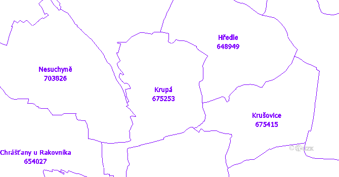 Katastrální mapa Krupá