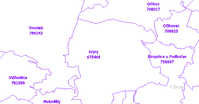 Katastrální mapa Kryry