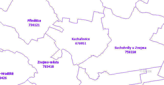 Katastrální mapa Kuchařovice