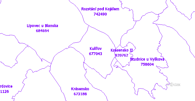 Katastrální mapa Kulířov