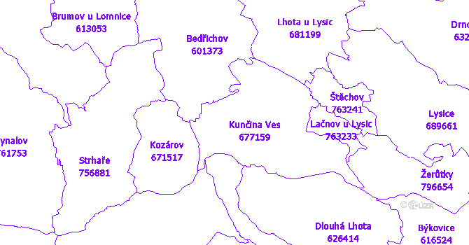 Katastrální mapa Kunčina Ves