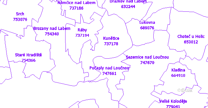 Katastrální mapa Kunětice