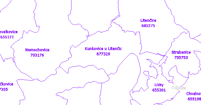Katastrální mapa Kunkovice